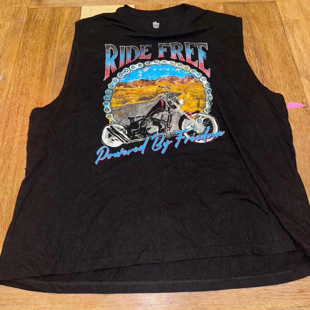 Celebrate Patriotic Muscle Tank Mens 3XL Black Excellent Ride Free Motorcycle